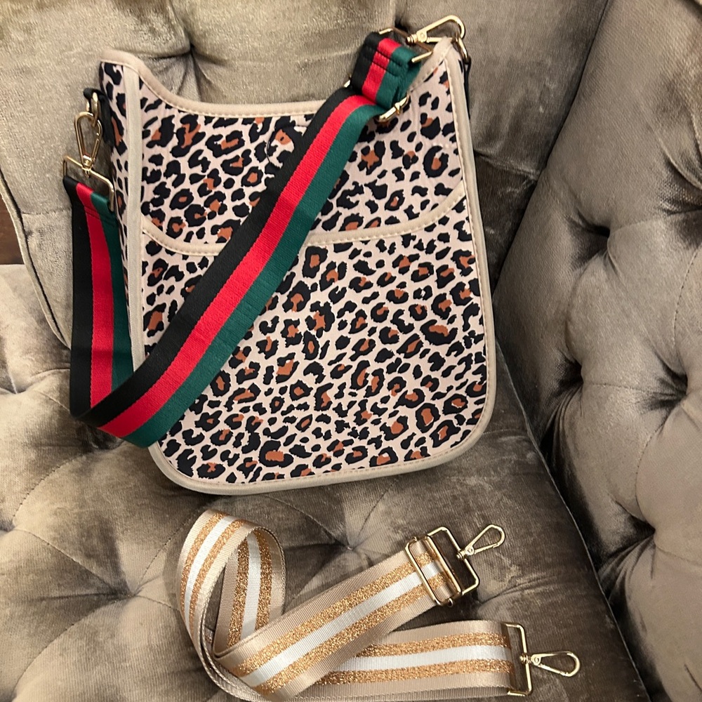 Messenger bag animal print with short and long straps